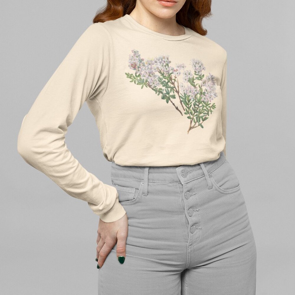 Sandmyrtle Vintage Floral Print Long Sleeve Graphic Tee T-shirt S M L XL